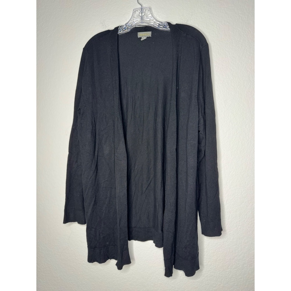 Style‎ & Co Black Open Front Cardigan Sweater Long Sleeve Womens Size 2X Classic